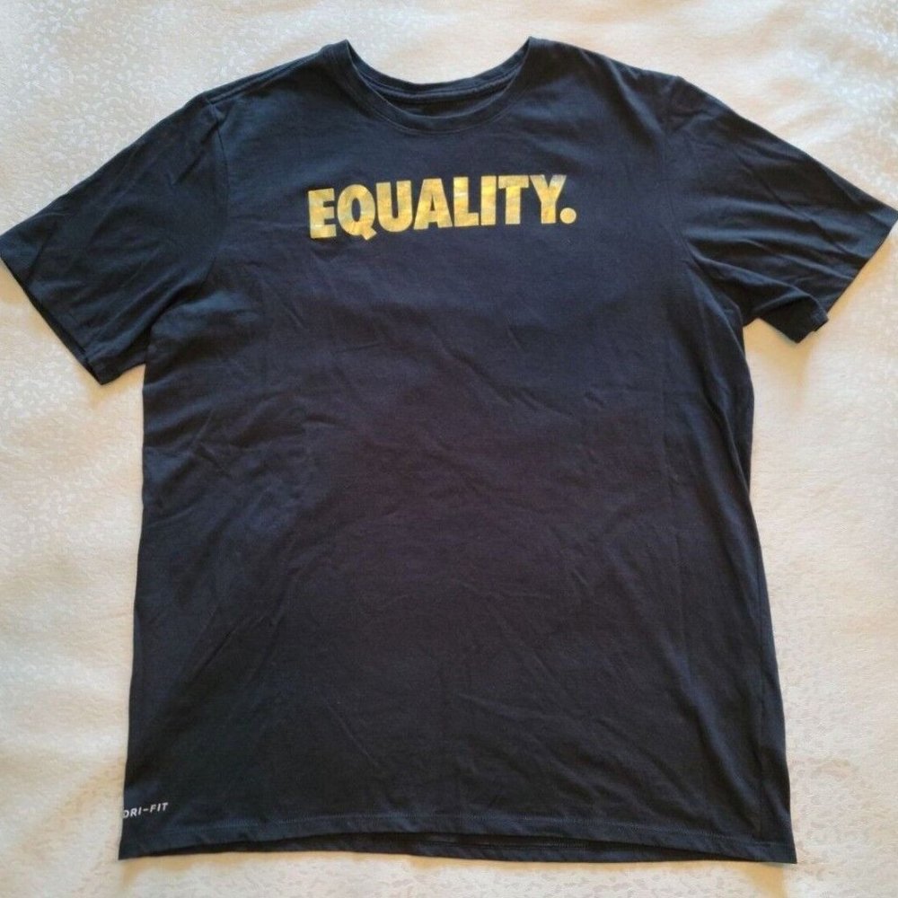 Nike Dri-Fit Equality Fitness/Fashion T-Shirt Men's XL Black & Gold